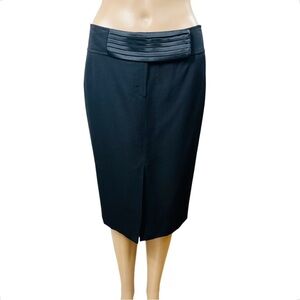 Valentino Roma black tuxedo type skirt with front slit and satin cummerbund sz 6